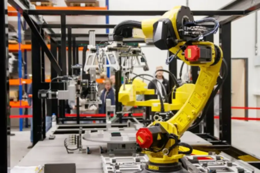 Robotic arm on a factory production line